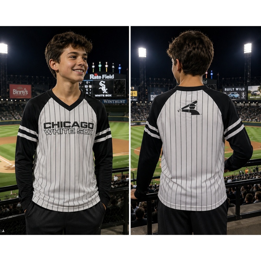 NWT Stitches Chicago White Sox MLB Baseball Jersey Pinstripe Youth Large New